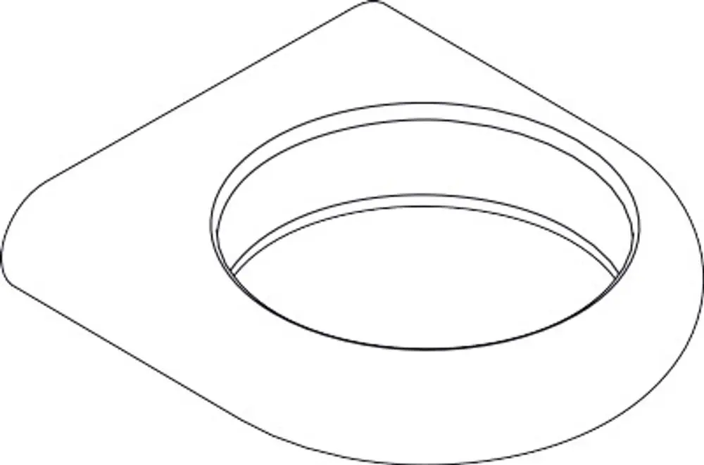 Abdeckungsstück in Form einer runden Vertiefung mit seitlicher Kante, geeignet für Halteelemente von AXOR-Produkten, in einfacher geometrischer Gestaltung.